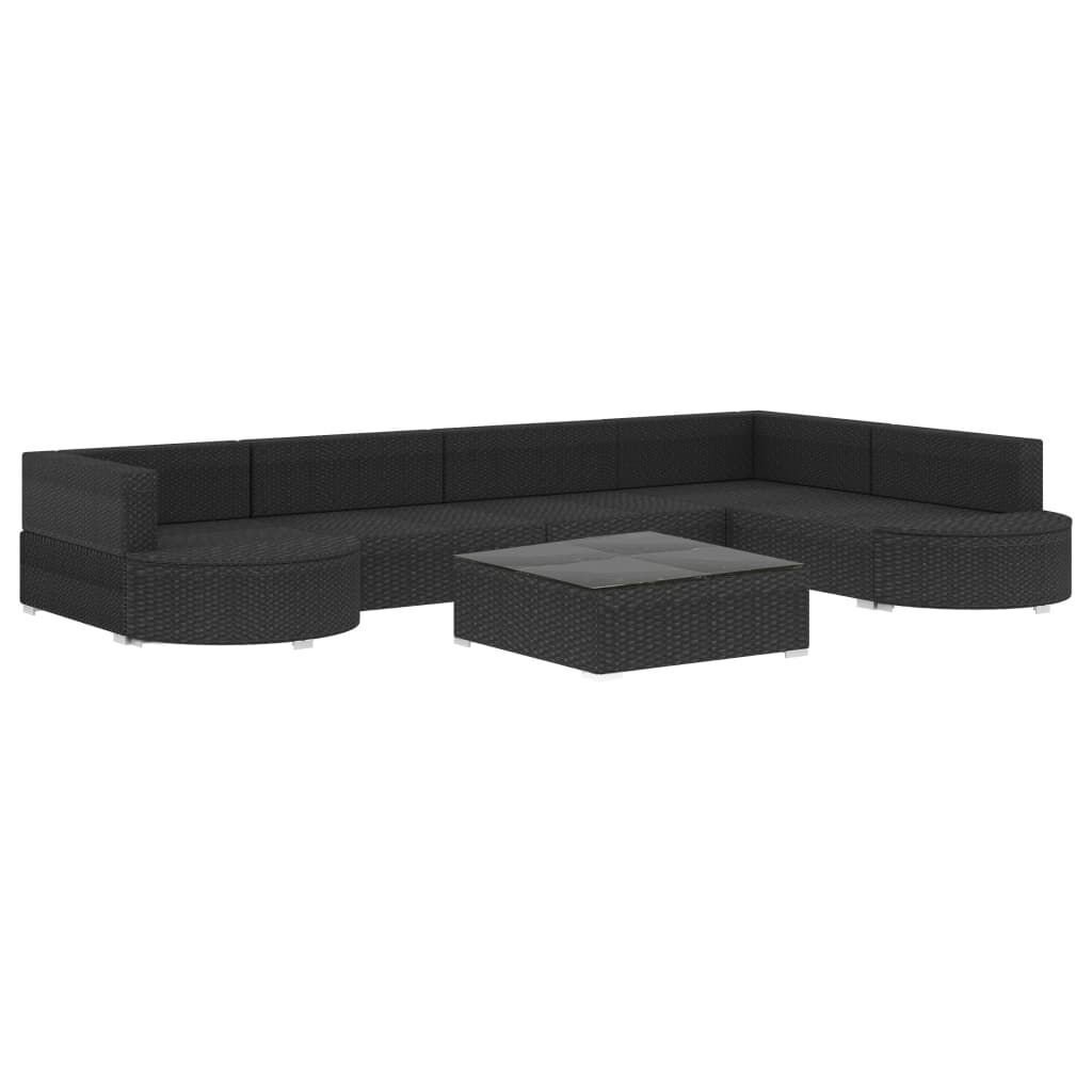 8 Piece Garden Lounge Set with Cushions Poly Rattan Black Price