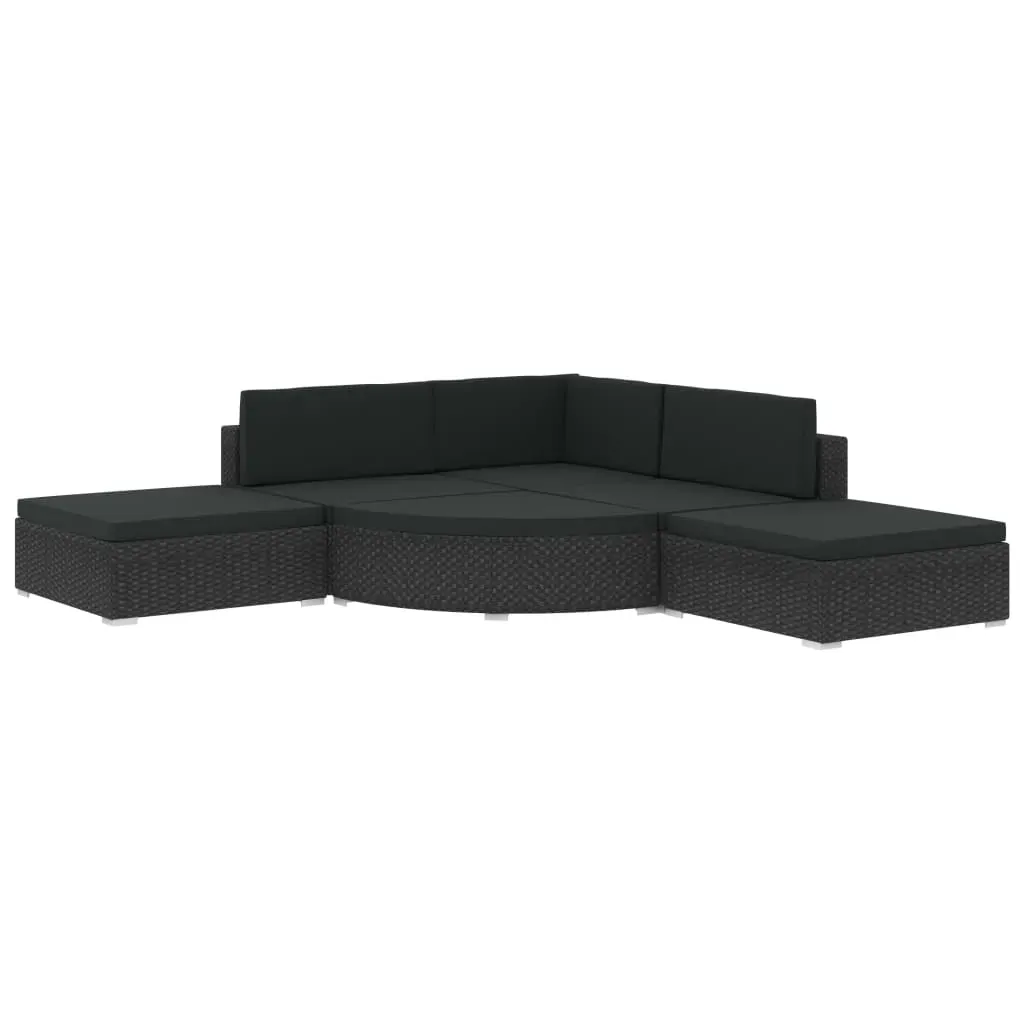 6 Piece Garden Lounge Set with Cushions Poly Rattan Black Price