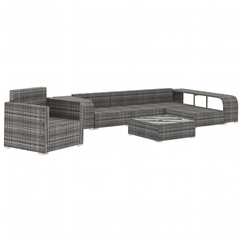 8 Piece Garden Lounge Set with Cushions Poly Rattan Grey Price