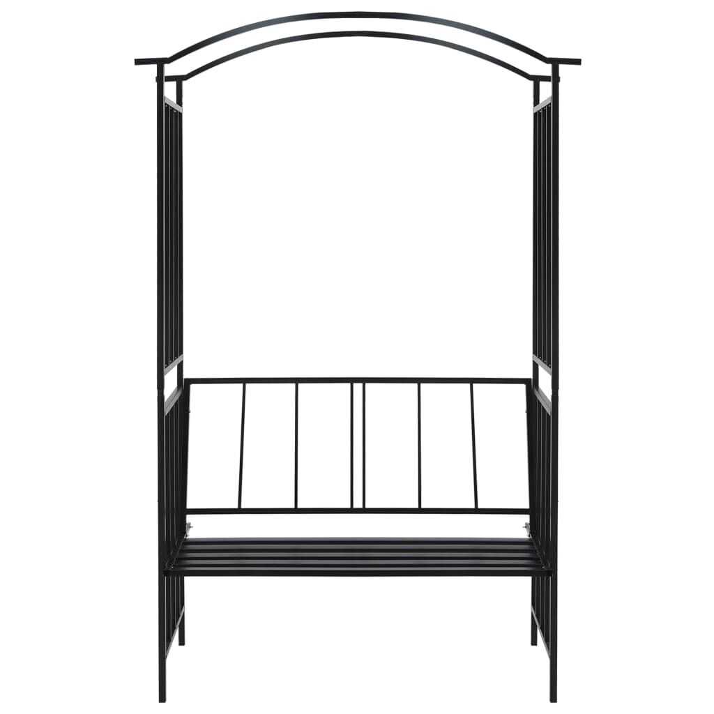 Garden Arch with Bench Black 128x50x207 cm Iron Price