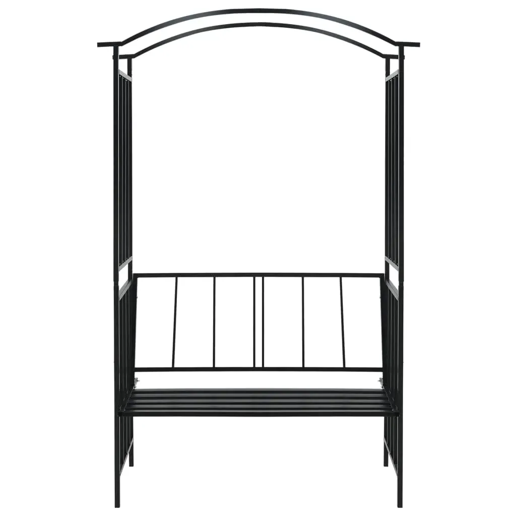 Garden Arch with Bench Black 128x50x207 cm Iron Price