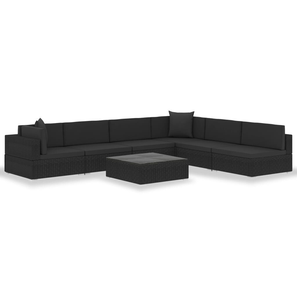 7 Piece Garden Lounge Set Black with Cushions Poly Rattan Price