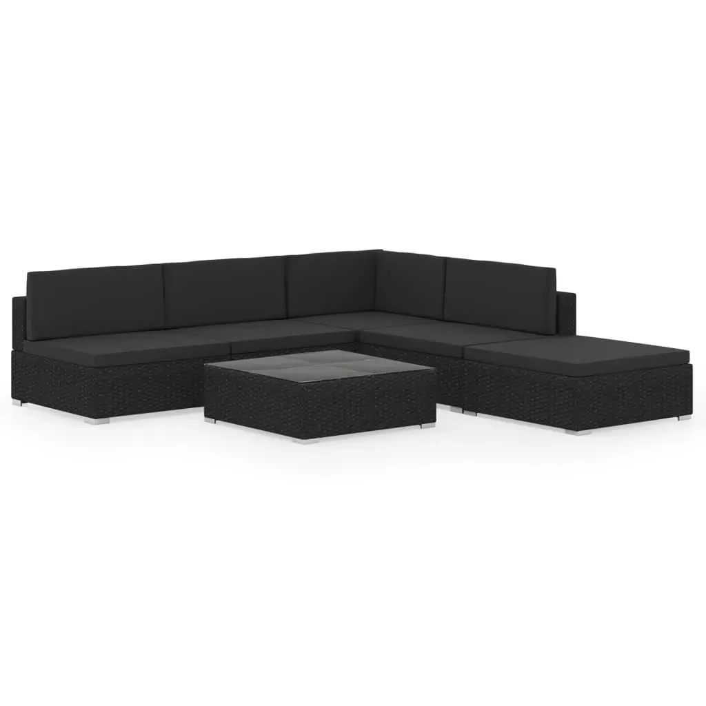 6 Piece Garden Lounge Set Black with Cushions Poly Rattan Price