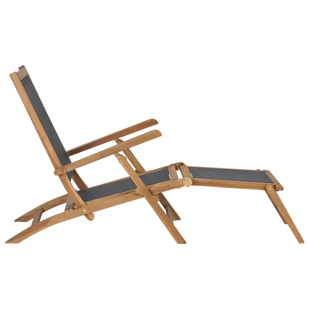 Deck Chair with Footrest Solid Teak Wood Black Price