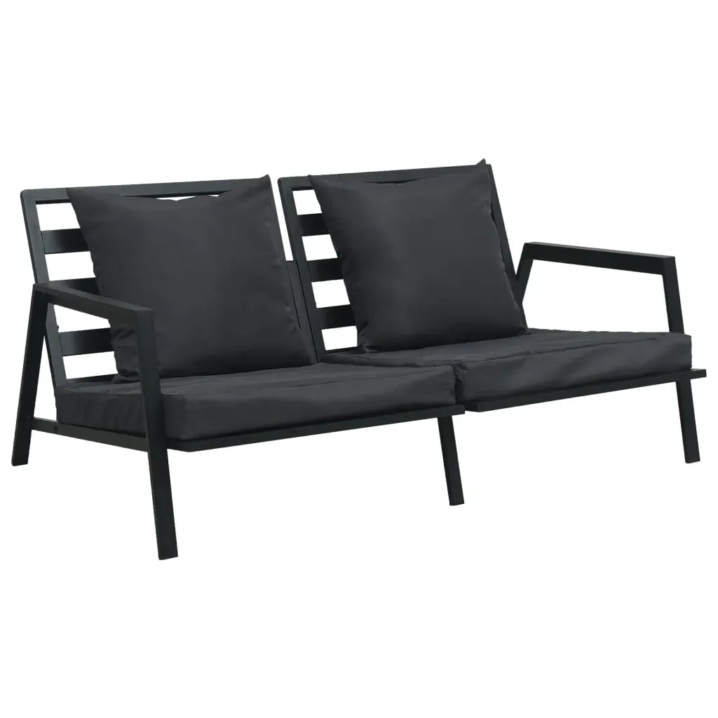 4 Piece Garden Lounge Set with Cushions Aluminium Dark Grey Price