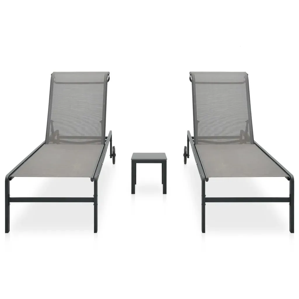 Sun Loungers 2 pcs with Table Textilene and Steel Price