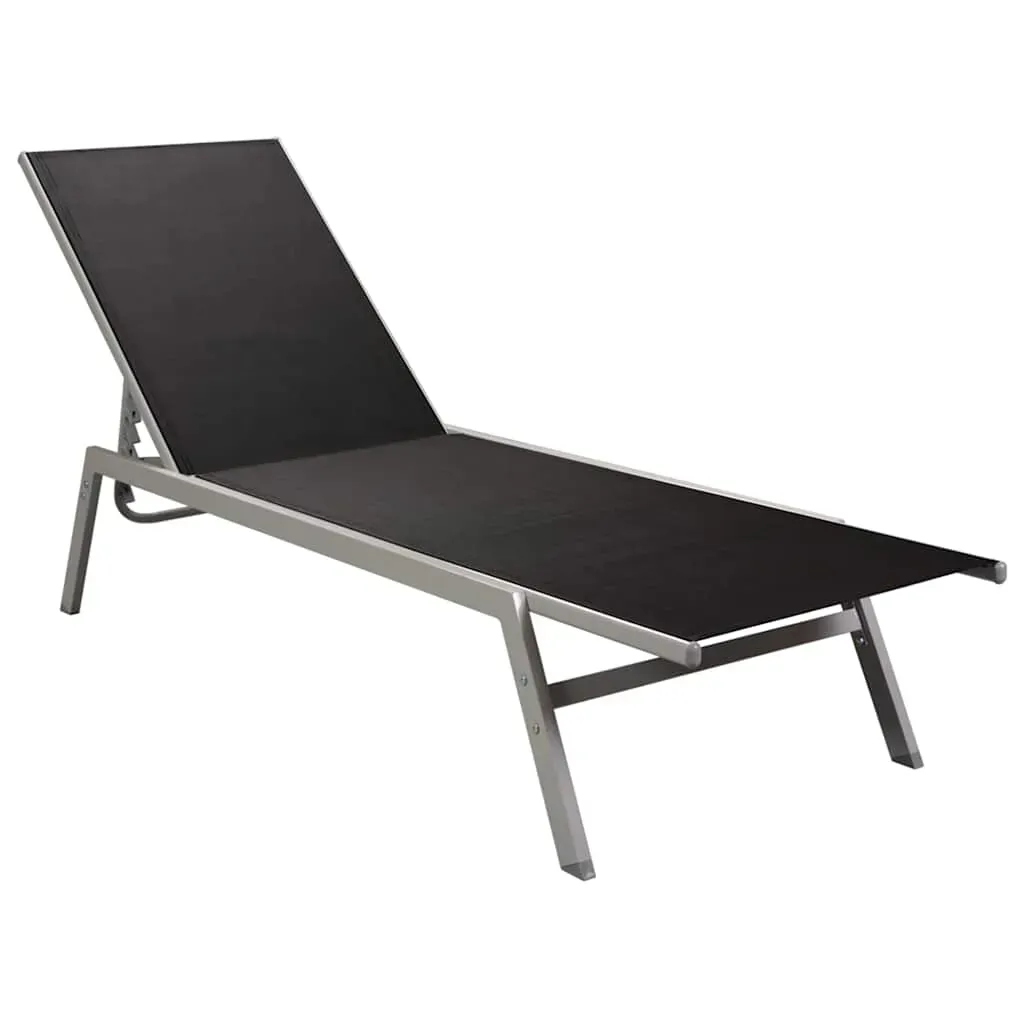 Sun Lounger Steel and Textilene Black Price
