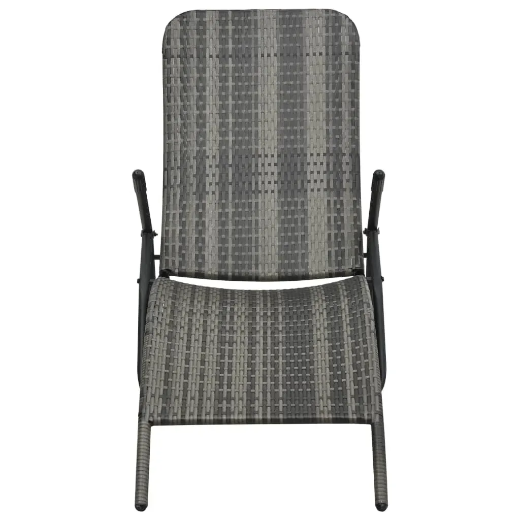 Folding Sun Lounger Poly Rattan Grey Price