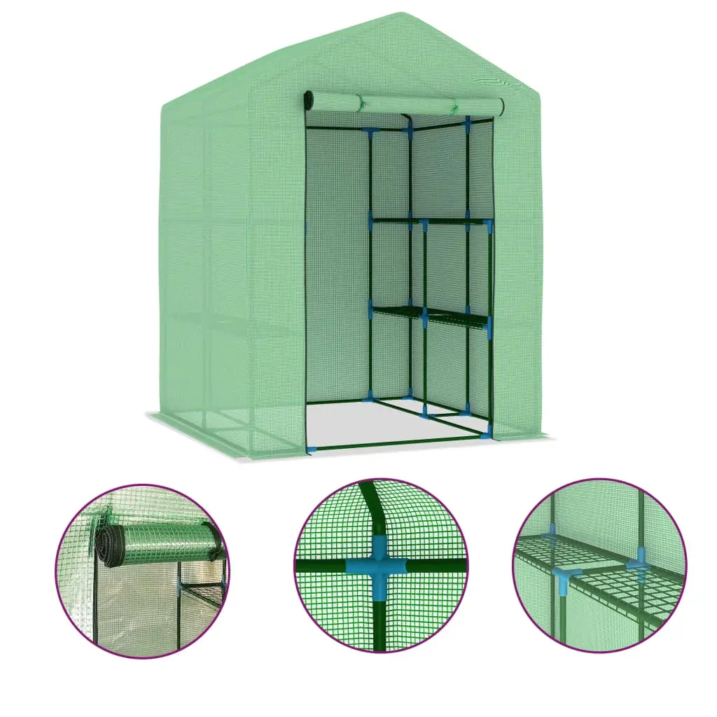 Greenhouse with Shelves Steel 143x143x195 cm Price