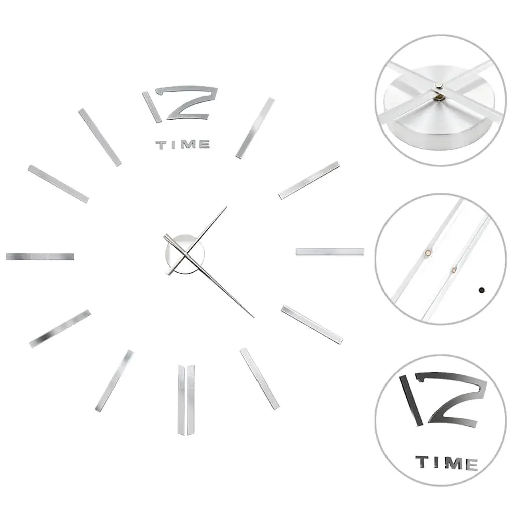3D Wall Clock Modern Design 100 cm XXL Silver Price