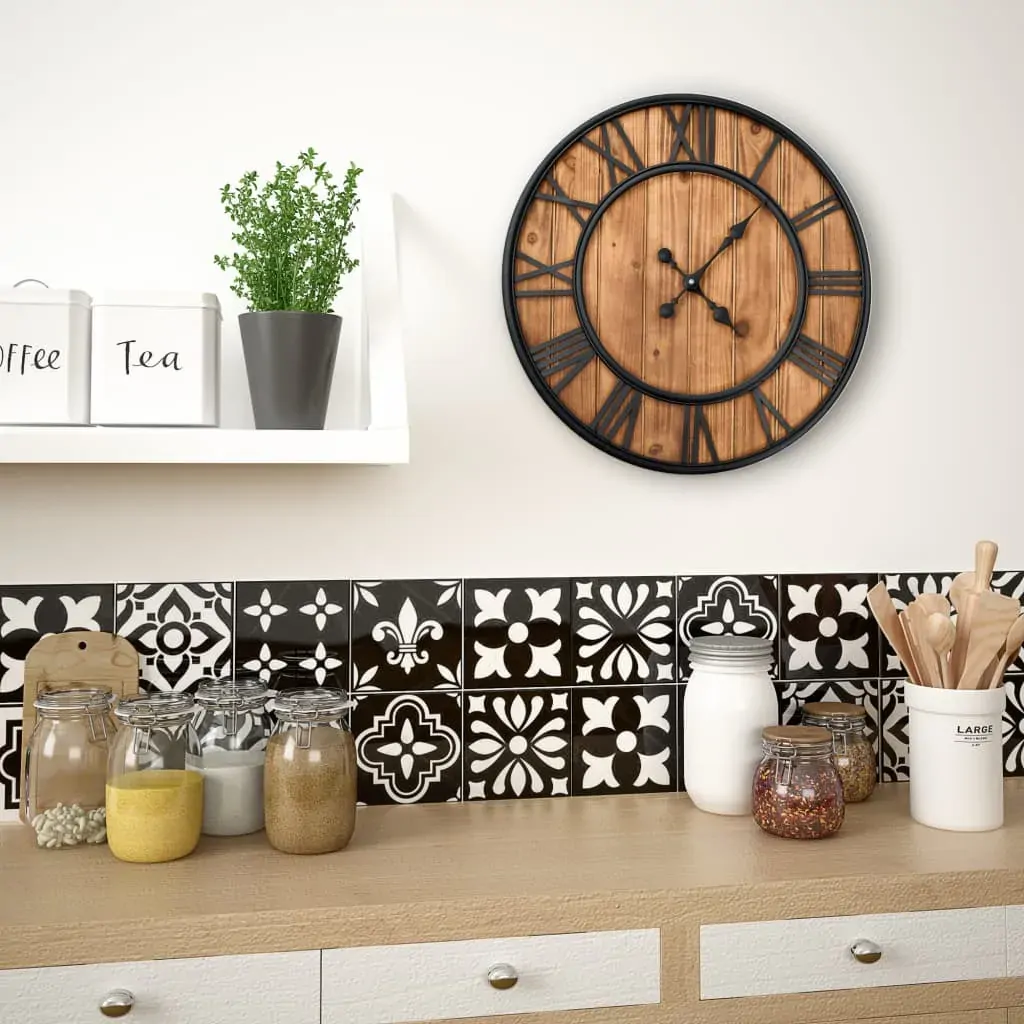 Vintage Wall Clock with Quartz Movement Wood and Metal 60 cm XXL Price