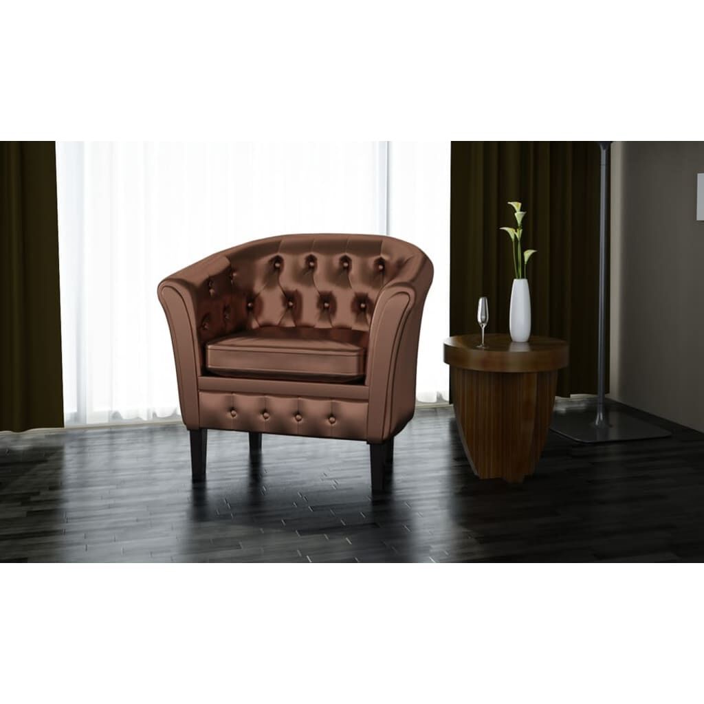 Tub Chair Brown Faux Leather Price