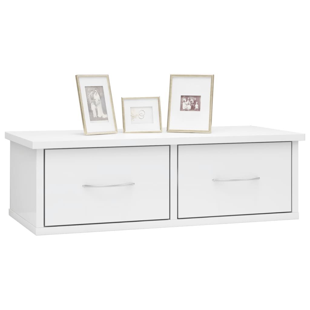 Wall-mounted Drawer Shelf High Gloss White 60x26x18.5 cm Engineered Wood Price