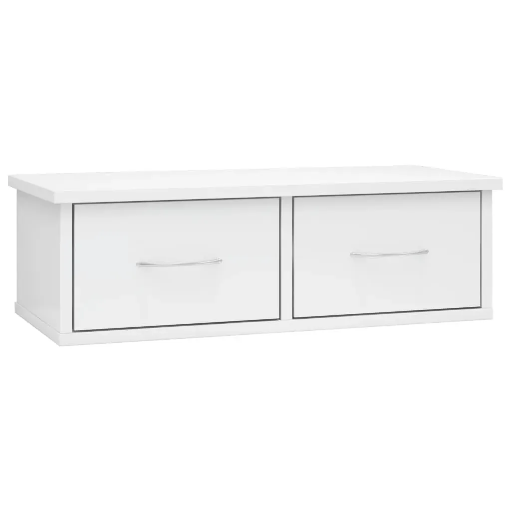 Wall-mounted Drawer Shelf High Gloss White 60x26x18.5 cm Engineered Wood Price