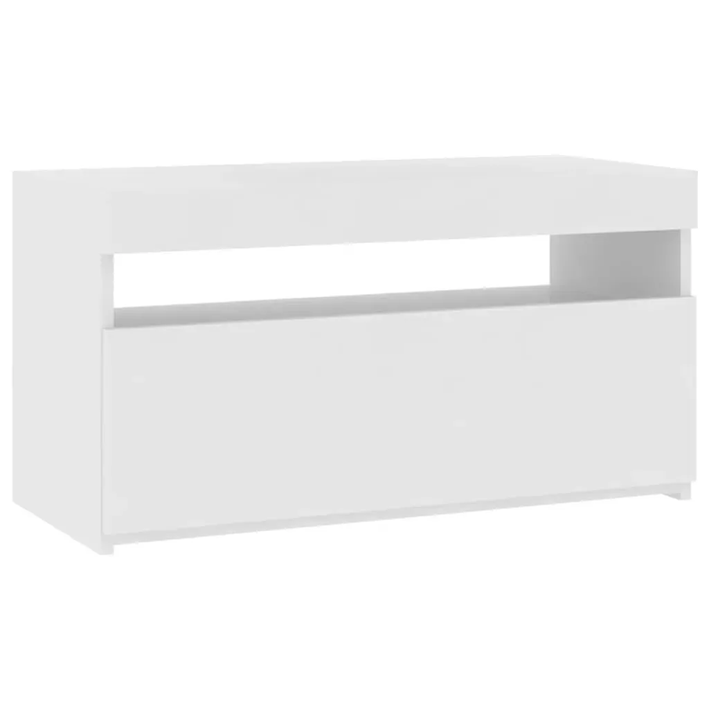 TV Cabinet with LED Lights High Gloss White 75x35x40 cm Price
