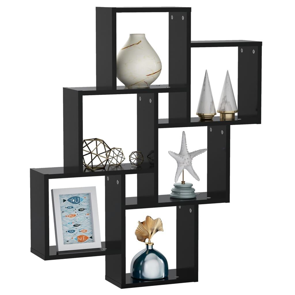 Wall Cube Shelf Black 78x15x93 cm Engineered Wood Price