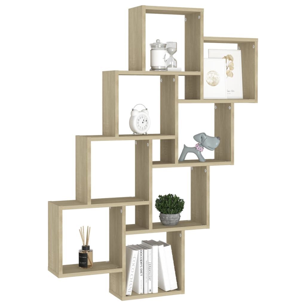 Wall Cube Shelf Sonoma Oak 90x15x119 cm Engineered Wood Price