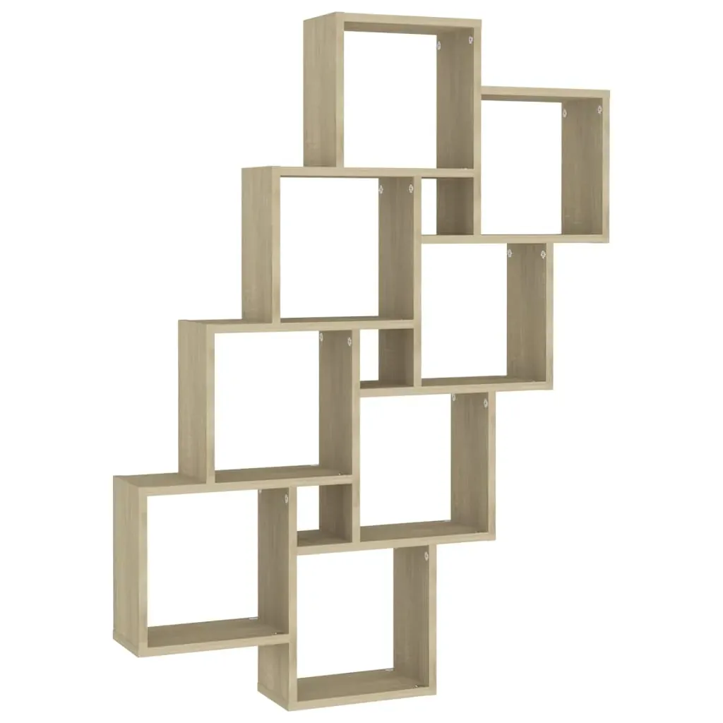 Wall Cube Shelf Sonoma Oak 90x15x119 cm Engineered Wood Price