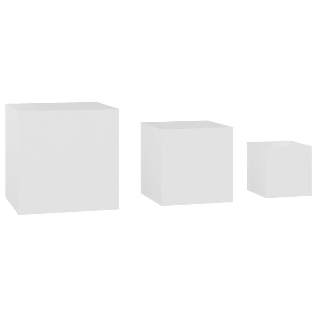 Side Tables 3 pcs White Engineered Wood Price