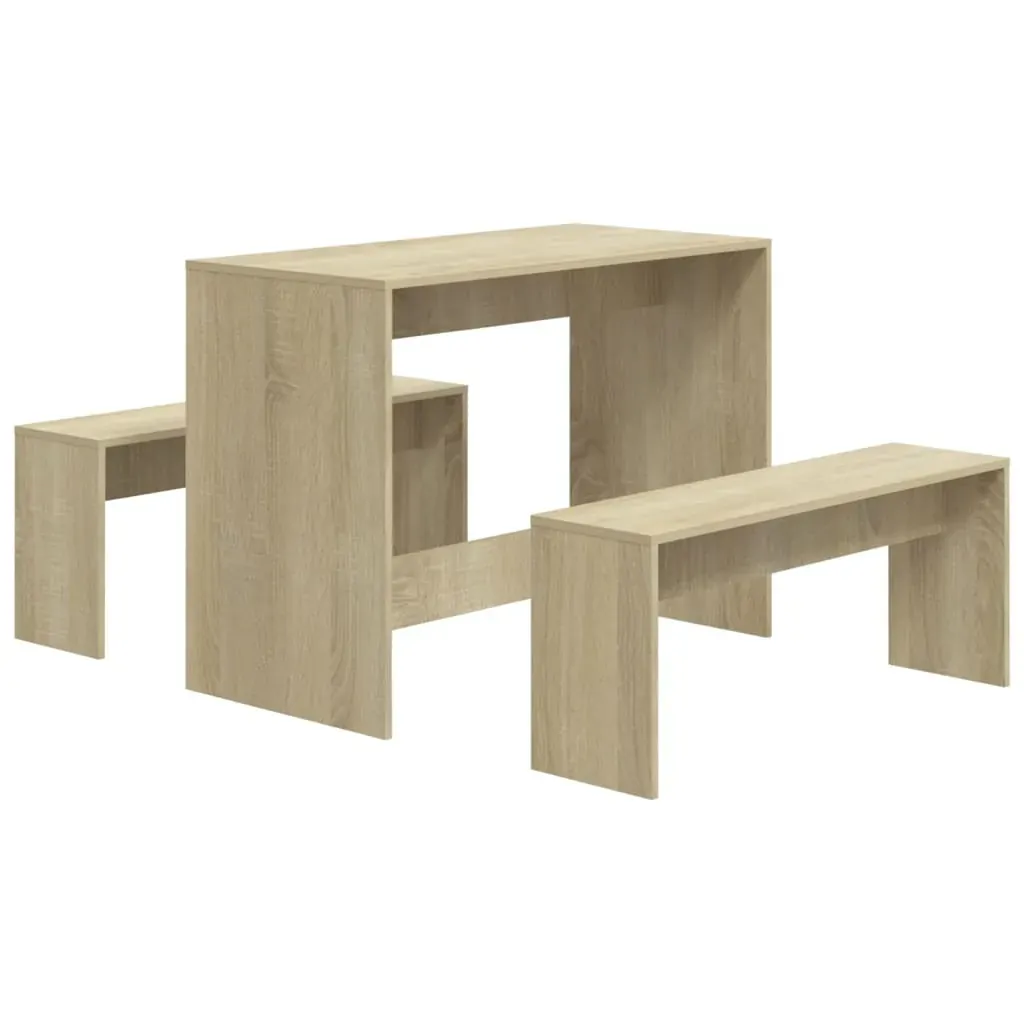 3 Piece Dining Set Sonoma Oak Engineered Wood Price