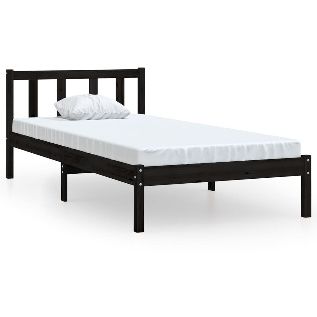 Bed Frame without Mattress Black Solid Wood 100x200 cm Price