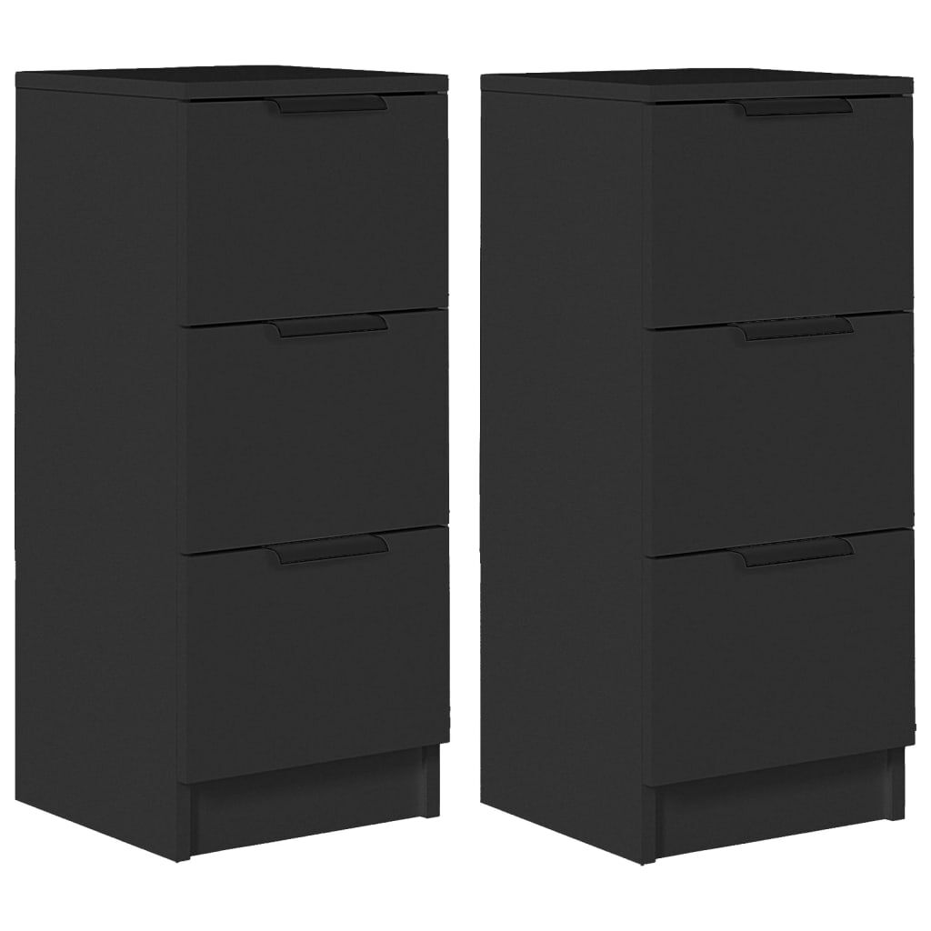 Sideboards 2 pcs Black 30x30x70 cm Engineered Wood Price