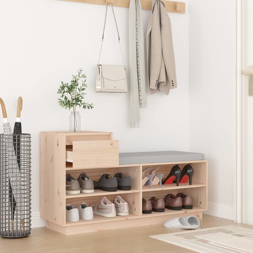 Shoe Cabinet 110x34x61 cm Solid Wood Pine Price