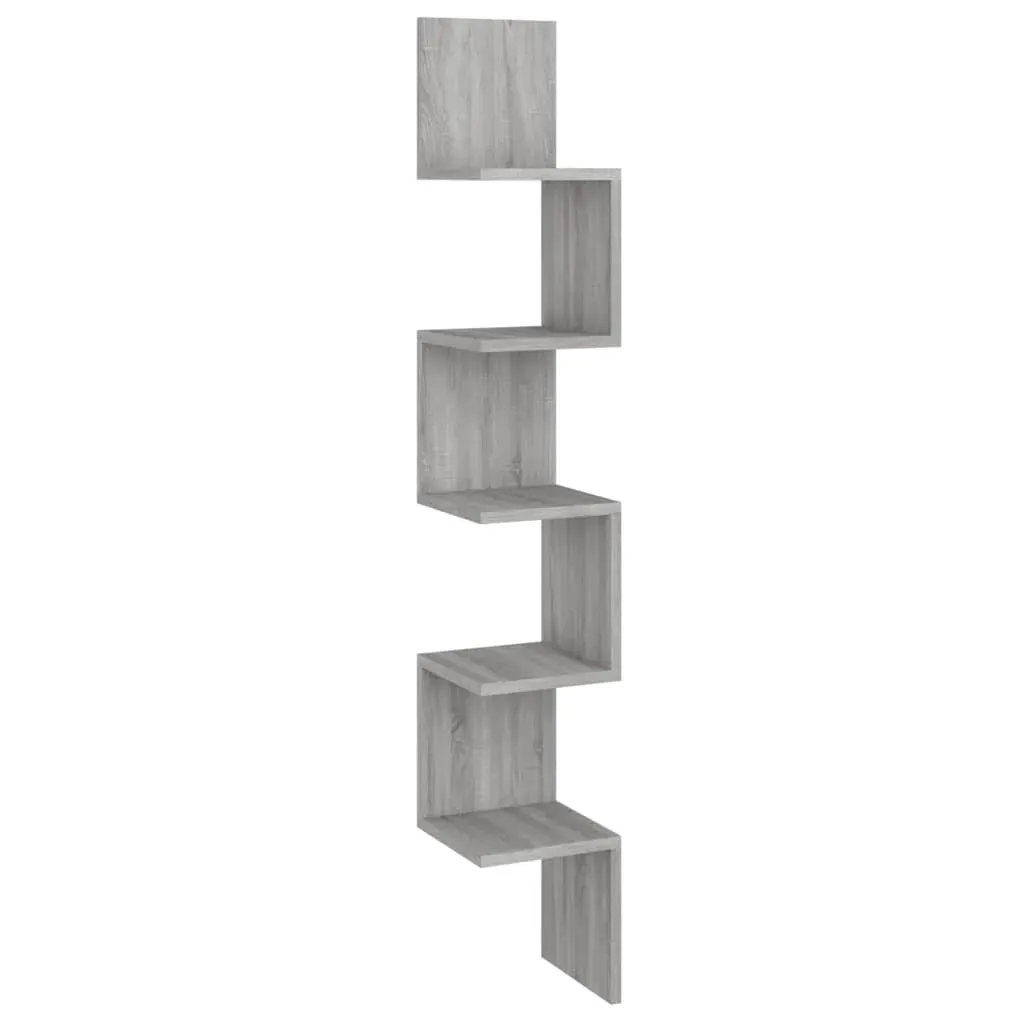 Wall Corner Shelf Grey Sonoma 20x20x127.5 cm Engineered Wood Price