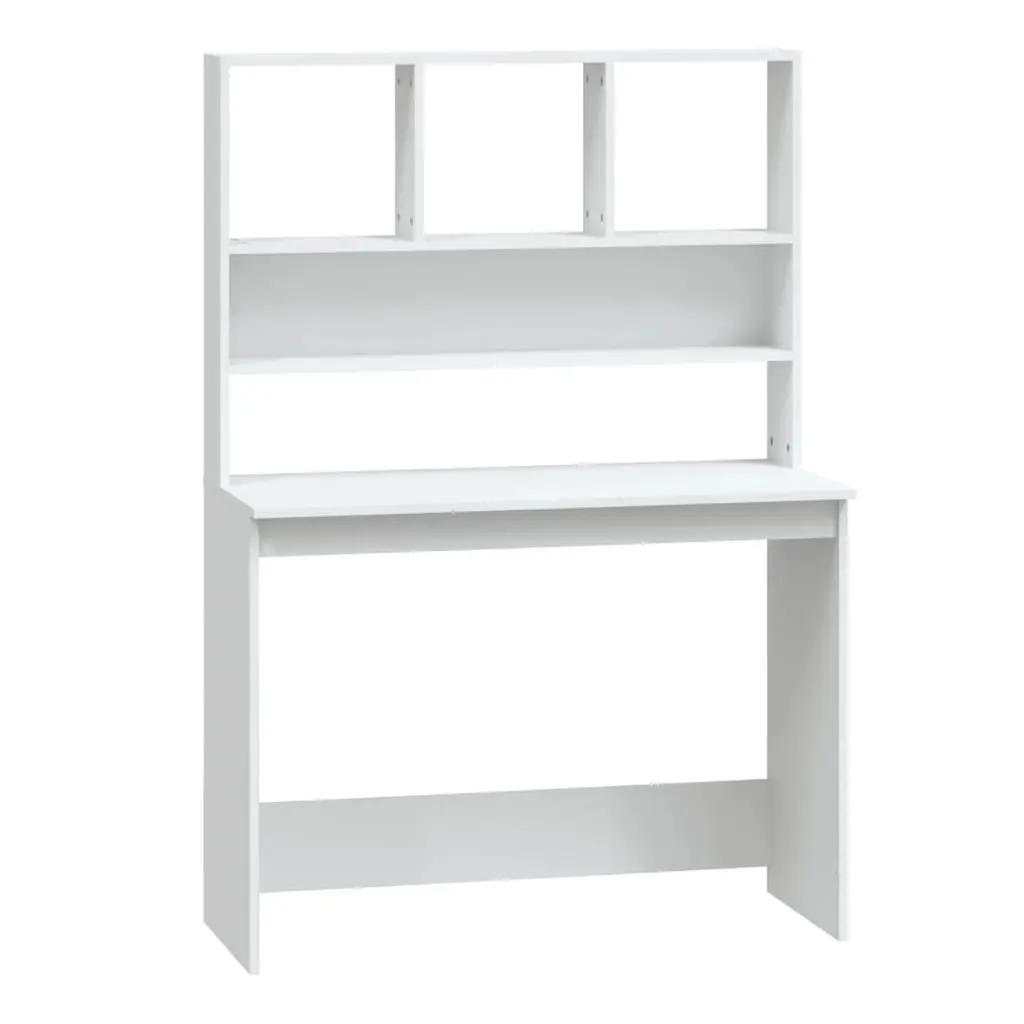Desk with Shelves White 102x45x148 cm Engineered Wood Price