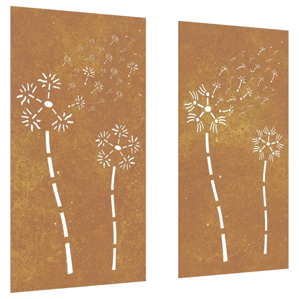 Garden Wall Decorations 2pcs 105x55cm Corten Steel Flower Design Price