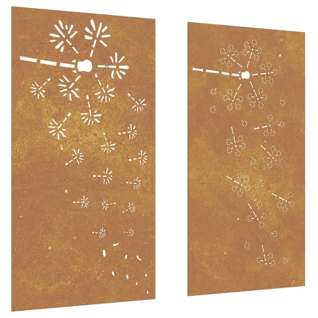 Garden Wall Decorations 2pcs 105x55cm Corten Steel Flower Design Price