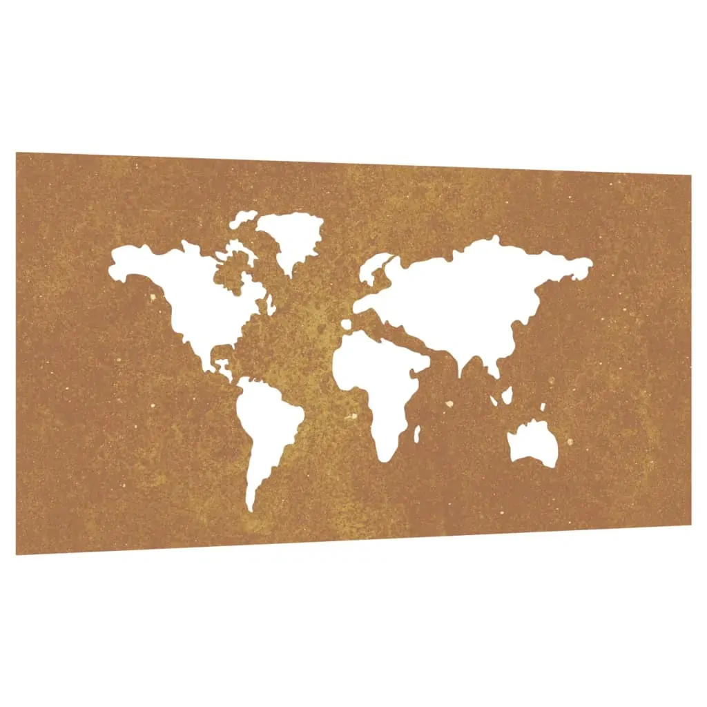 Garden Wall Decoration 105x55 cm Corten Steel World Map Design Price