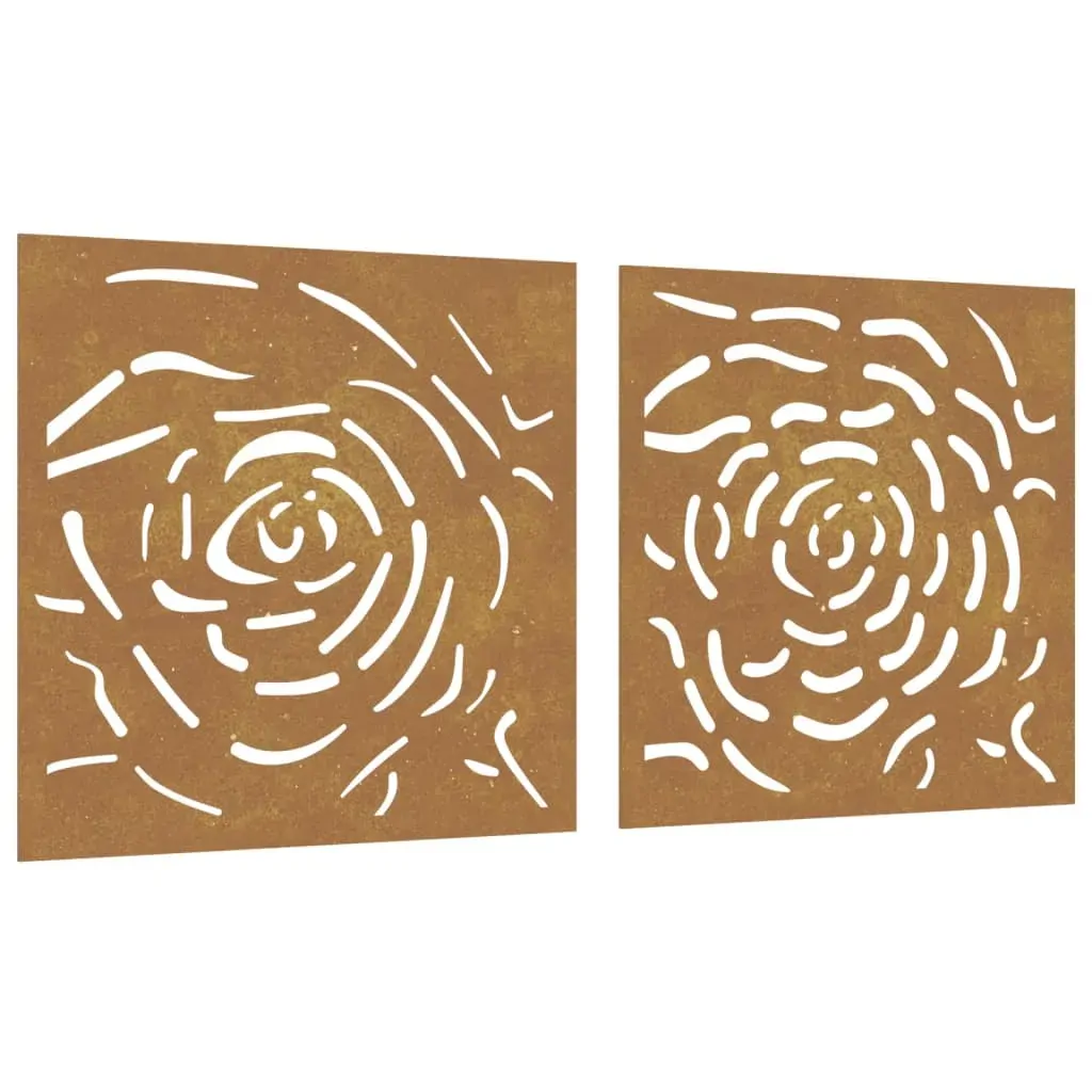 Garden Wall Decorations 2 pcs 55x55 cm Corten Steel Rose Design Price