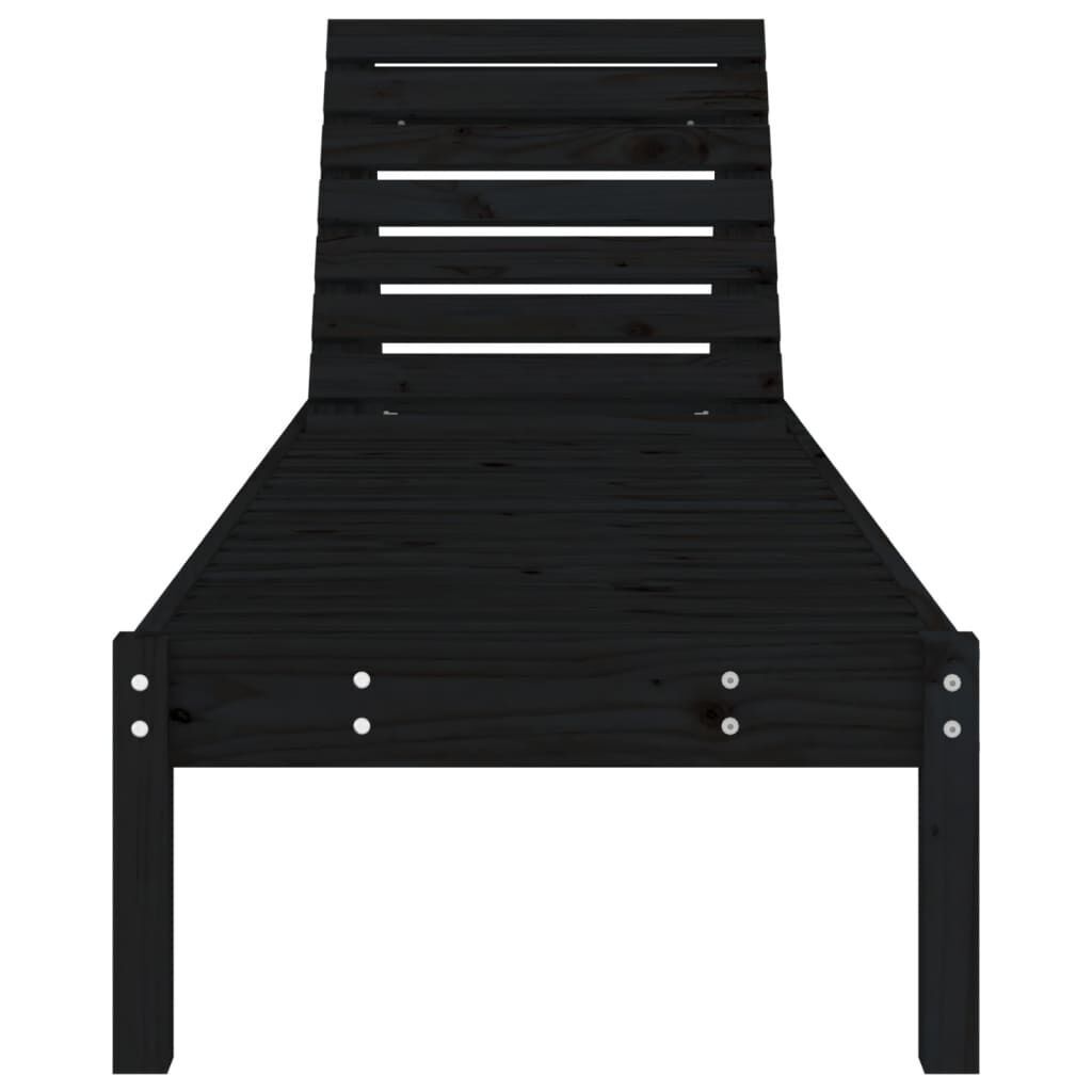 Sun Lounger Black 199.5x60x74 cm Solid Wood Pine Price