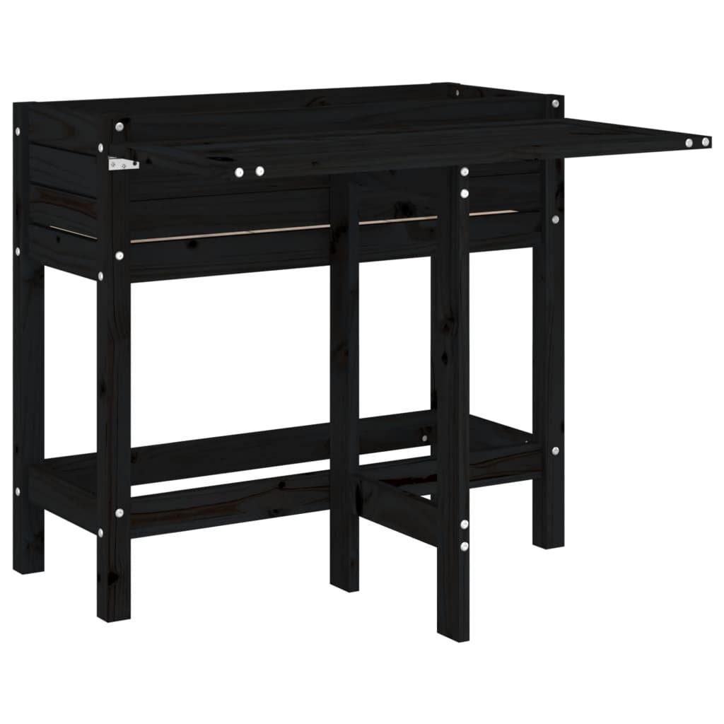 Garden Planter with Folding Tabletop Black Solid Wood Pine Price