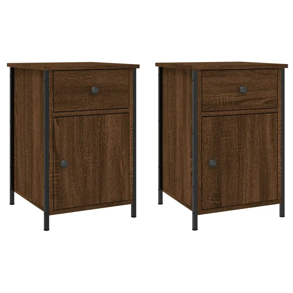 Bedside Cabinets 2 pcs Brown Oak 40x42x60 cm Engineered Wood Price