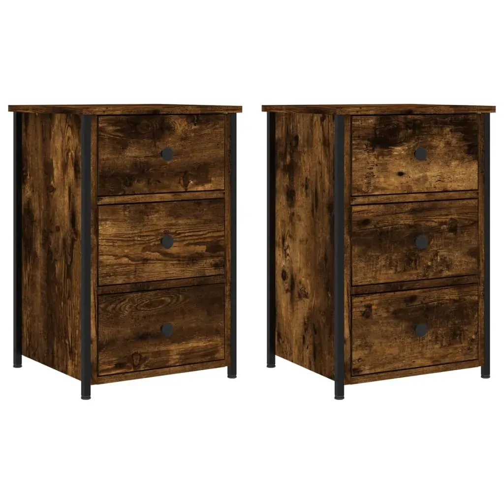 Bedside Cabinets 2 pcs Smoked Oak 40x36x60 cm Engineered Wood Price