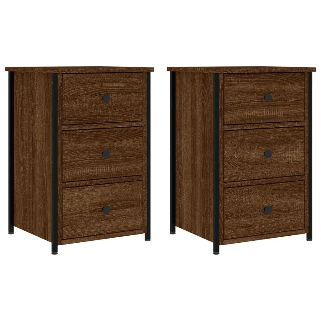 Bedside Cabinets 2 pcs Brown Oak 40x36x60 cm Engineered Wood Price