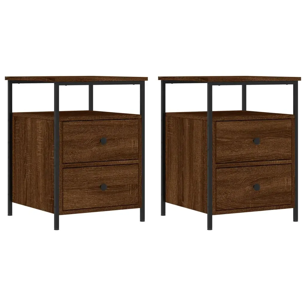 Bedside Cabinets 2 pcs Brown Oak 44x45x60 cm Engineered Wood Price