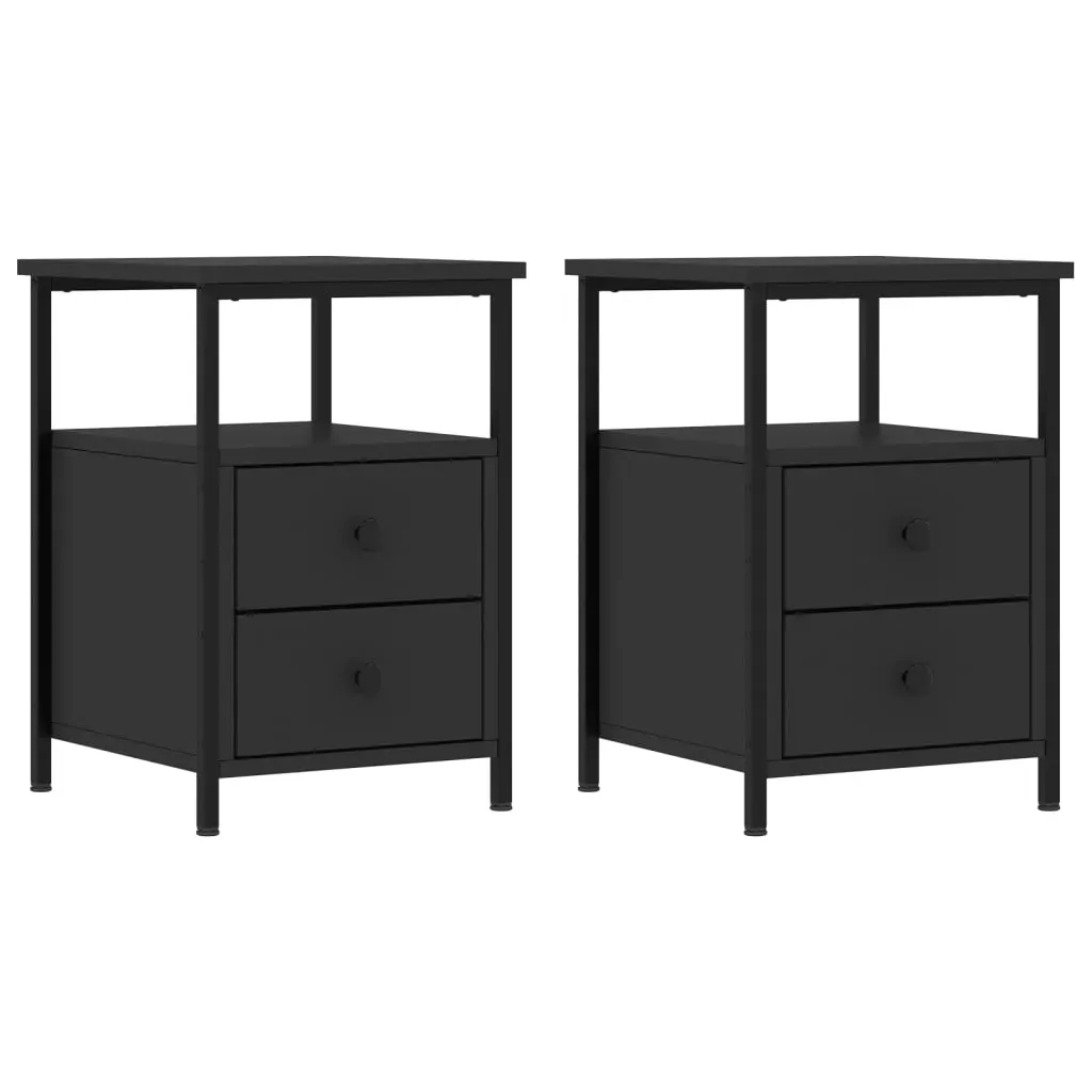 Bedside Cabinets 2 pcs Black 34x35.5x50 cm Engineered Wood Price