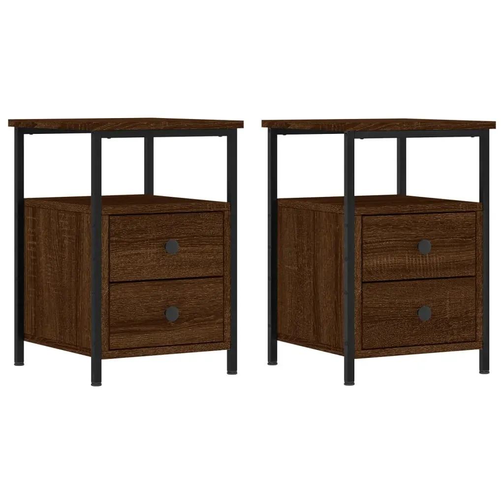 Bedside Cabinets 2 pcs Brown Oak 34x35.5x50 cm Engineered Wood Price
