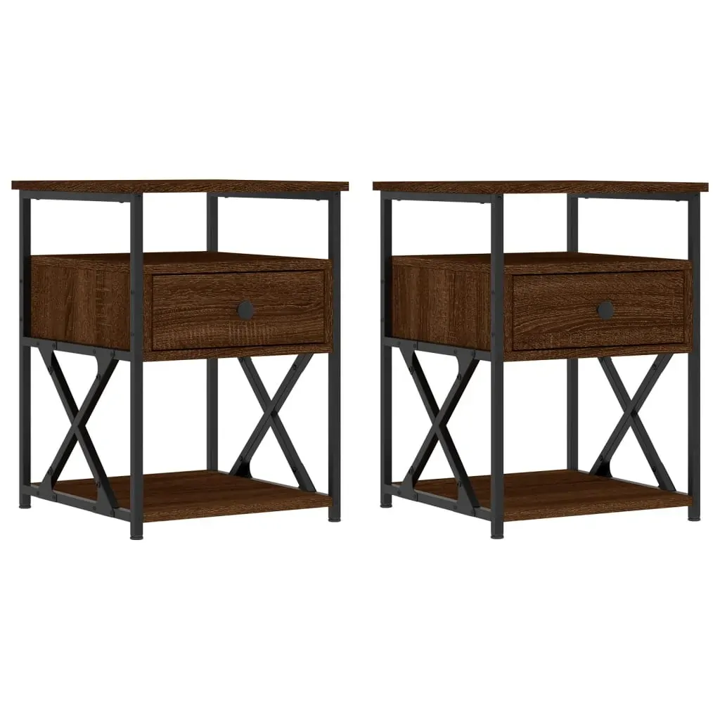 Bedside Cabinets 2 pcs Brown Oak 40x42x55 cm Engineered Wood Price