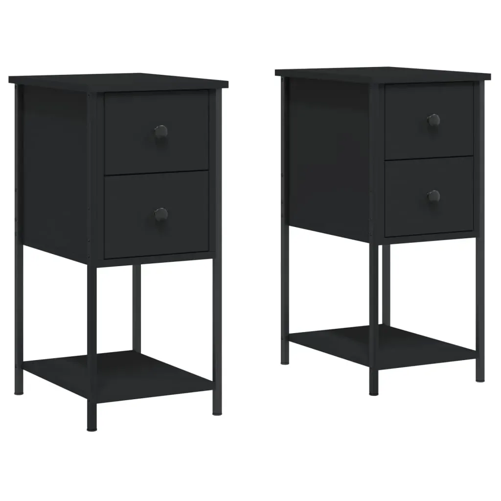 Bedside Cabinets 2 pcs Black 32x42x70 cm Engineered Wood Price