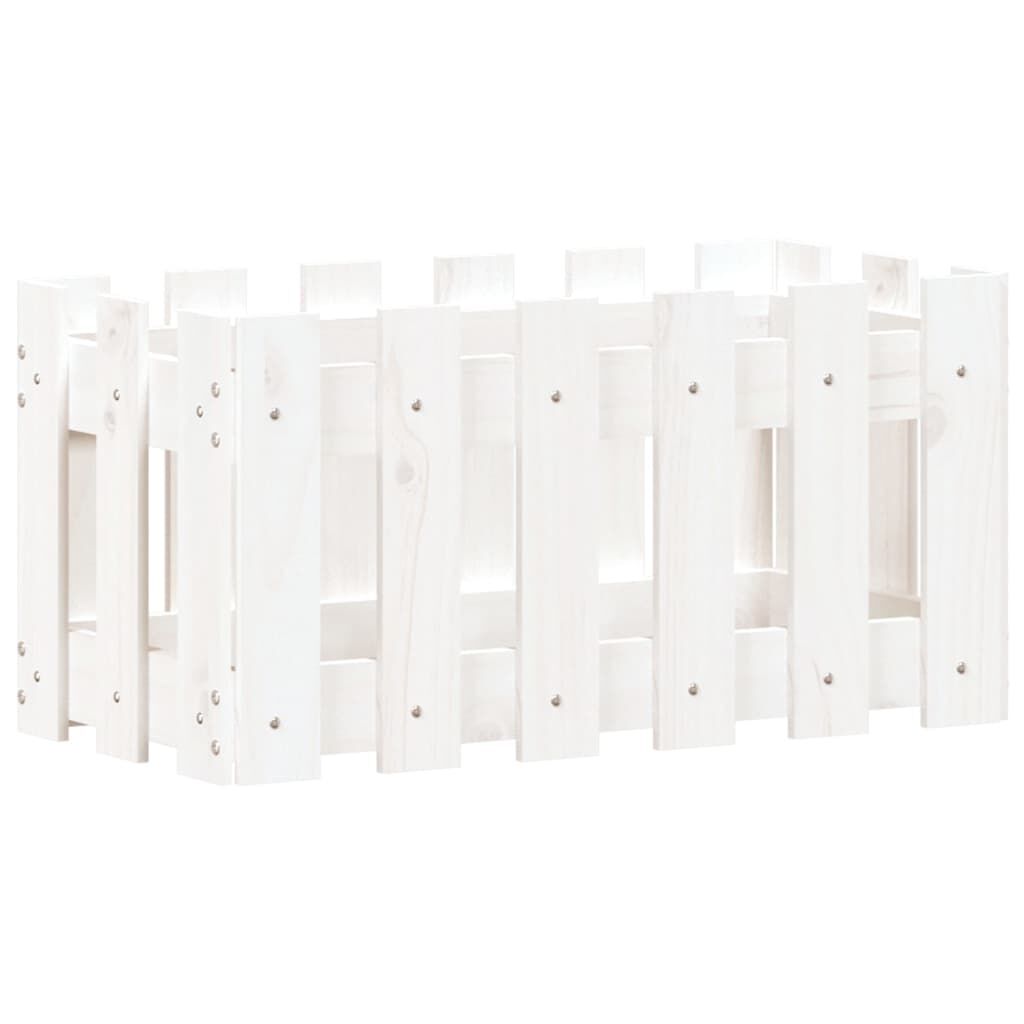 Garden Planter with Fence Design White 60x30x30 cm Solid Wood Pine Price