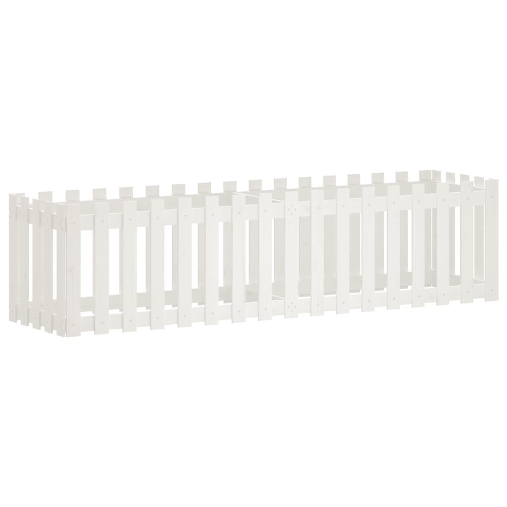 Garden Raised Bed with Fence Design White 200x50x50 cm Solid Wood Pine Price