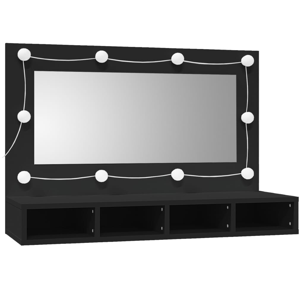 Mirror Cabinet with LED Black 90x31.5x62 cm Price