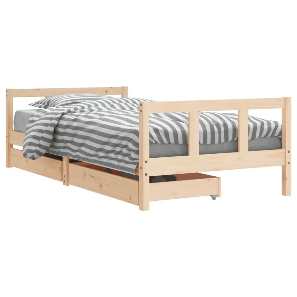 Kids Bed Frame with Drawers 90x190 cm Solid Wood Pine Price