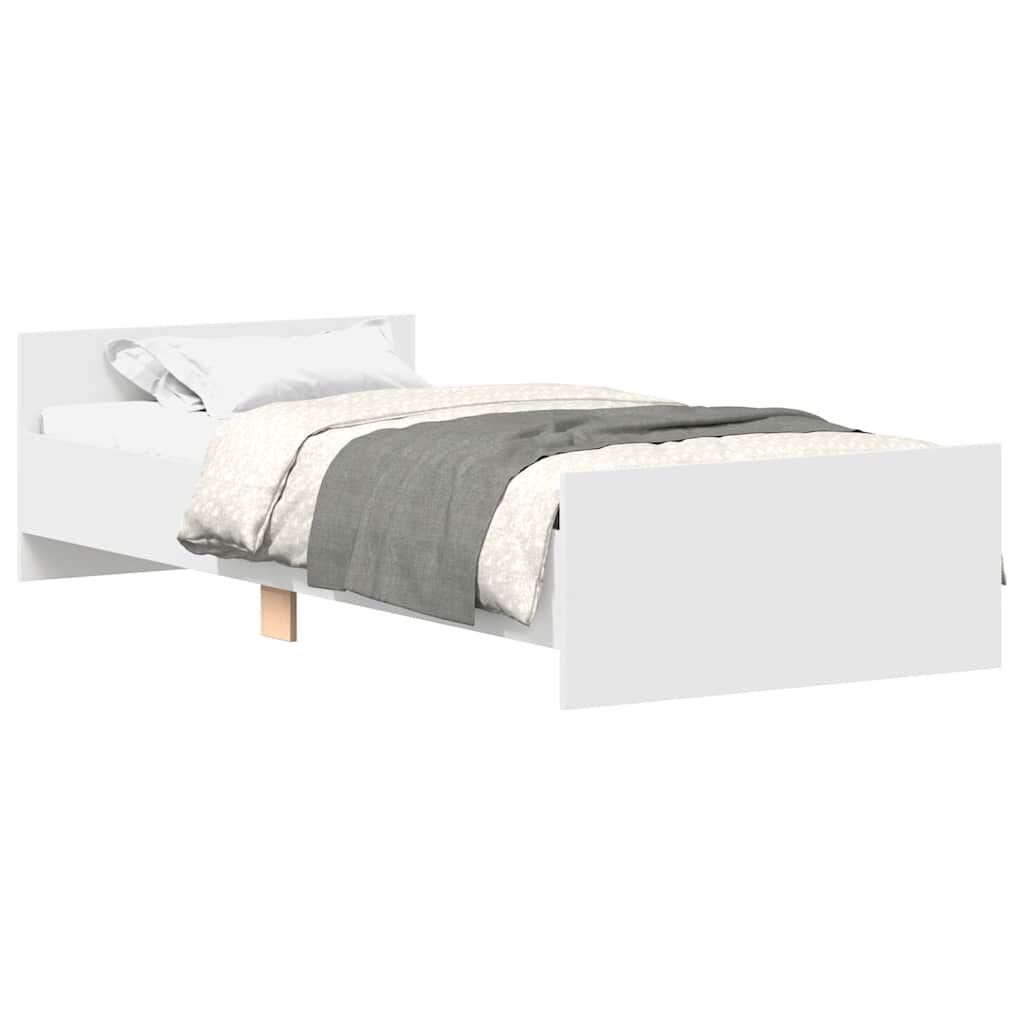 Bed Frame without Mattress White 90x190 cm Engineered Wood Price