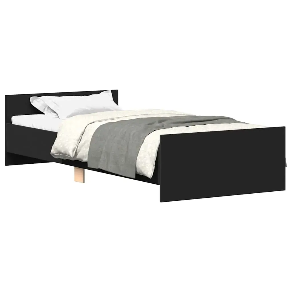 Bed Frame without Mattress Black 90x190 cm Engineered Wood Price