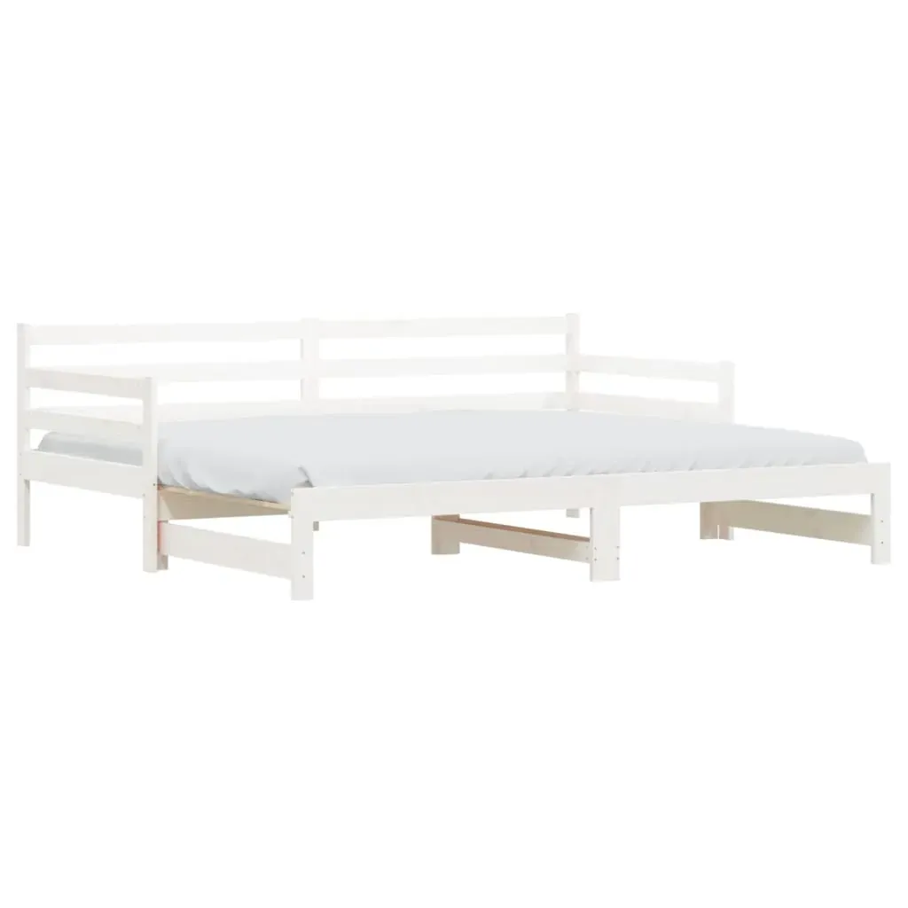 Daybed with Trundle without Mattress White 90x190 cm Solid Wood Price